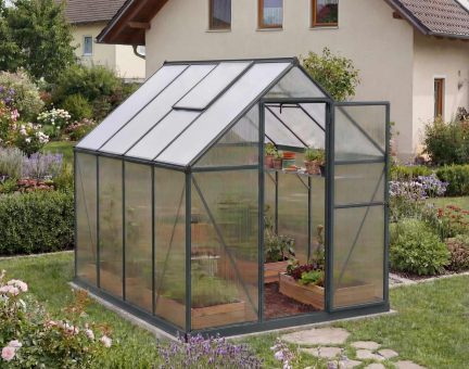 Mythos Gewächshaus 185x247 cm - Grau Aluminiumrahmen mit Polycarbonatplatten