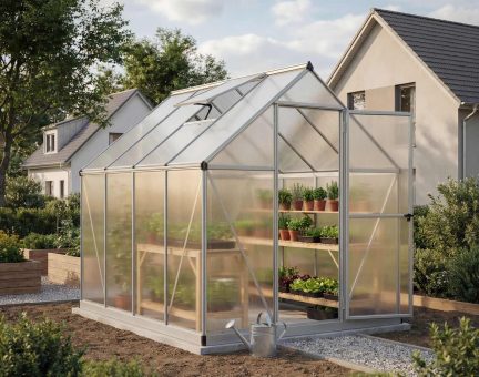 Mythos Gewächshaus 185x247 cm - Silber Aluminiumrahmen mit Polycarbonatplatten