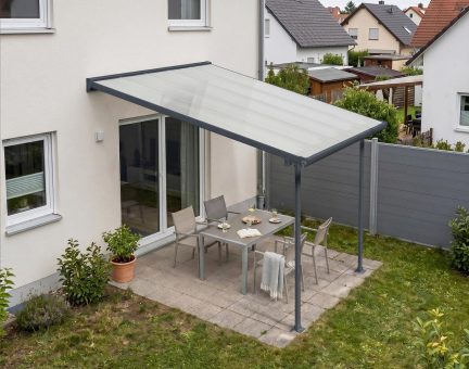 Feria Terrassenüberdachung in Grau, 3,07m x 3m mit Transparente Paneele