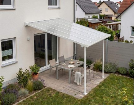 Feria Terrassenüberdachung in Weiße, 3,07m x 3m mit Transparente Paneele