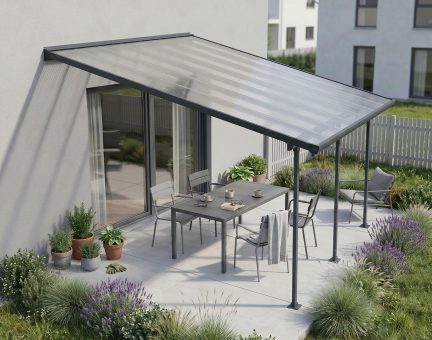 Feria Terrassenüberdachung in Grau, 4,25m x 3m mit Transparente Paneele