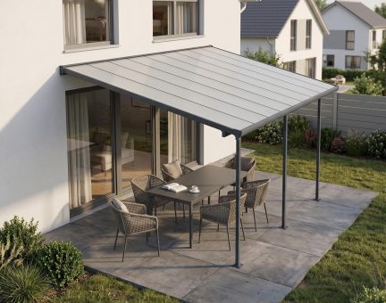 Feria Terrassenüberdachung in Grau, 5,46m x 3m mit Transparente Paneele