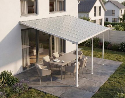 Feria Terrassenüberdachung in Weiße, 5,46m x 3m mit Transparente Paneele