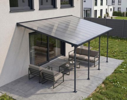 Feria Terrassenüberdachung in Grau, 6,10m x 3m mit Transparente Paneele