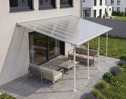 Feria Terrassenüberdachung in Weiße, 6,10m x 3m mit Transparente Paneele