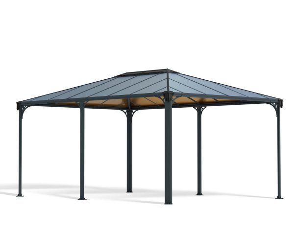 Aluminium Grey Gazebo With Polycarbonate Roof Panels Martinique 12' x 16' Kit