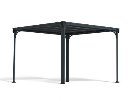 Milano Gartenpavillon Flachdach 3.09m x 3.09m, Aluminium Grau