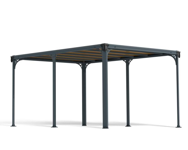 Flat Roof Gazebo Milano 10 ft. x 14 ft. Kit - Aluminium Grey Structure