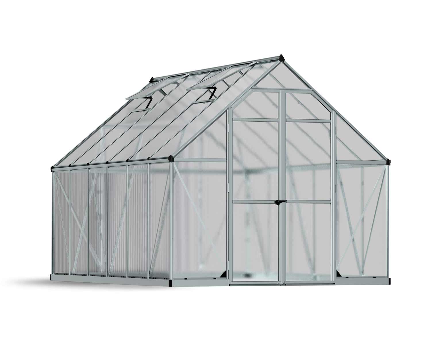 Greenhouse Essence 8' x 12' Kit - Silver Structure & Multiwall Glazing
