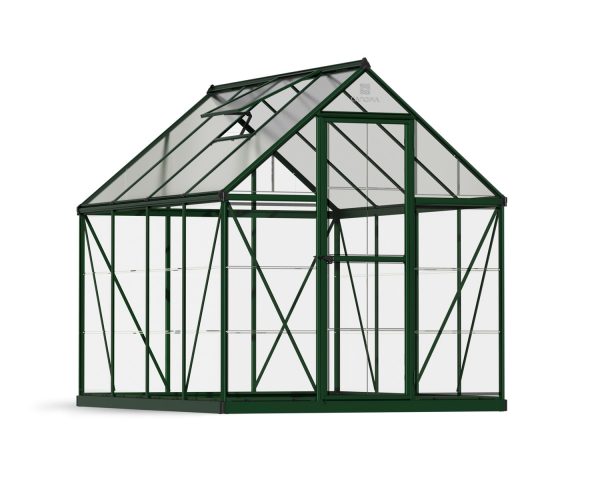 Greenhouse Hybrid 6' x 8' Kit - Green Structure & Hybrid Glazing