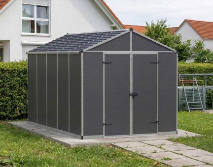 Rubicon Kunststoff-Gerätehaus 237cm x 337cm, Dunkelgrau Polycarbonatplatten