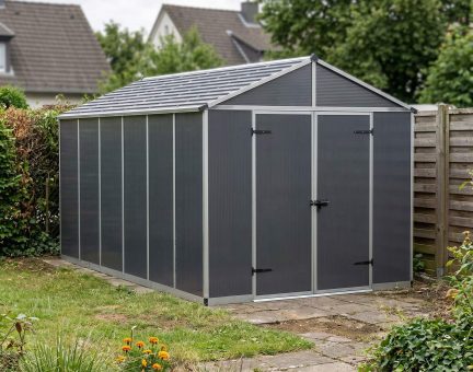 Rubicon Kunststoff-Gerätehaus 237cm x 452cm, Dunkelgrau Polycarbonatplatten