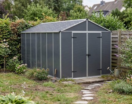 Rubicon Kunststoff-Gerätehaus 237cm x 528cm, Dunkelgrau Polycarbonatplatten