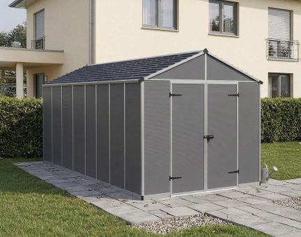 Rubicon Kunststoff-Gerätehaus 237cm x 602cm, Dunkelgrau Polycarbonatplatten