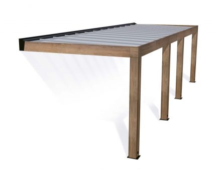 Helsinki Terrassenüberdachung aus Zedernholz 3 x 8.6m - Sonnenschutzpaneele