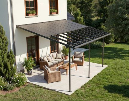 Sierra Cabrio 619m x 299m Terrassenüberdachungs-Bausatz - Graue, Undurchsichtige graue 