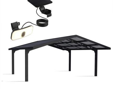 Sydney Doppelcarport Apex 572cm x 586.5cm, 33.5m² Aluminium Schwarz Gewelltes Solargrau Polycarbonat Dachplatten 