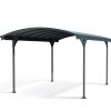 10ft x 17ft Vitoria carport with a sleek grey aluminum frame and polycarbonate roof, built for style and durability
