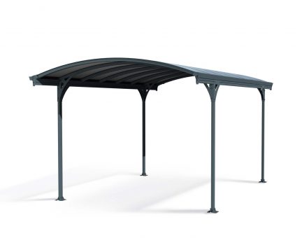 10ft x 17ft Vitoria carport with a sleek grey aluminum frame and polycarbonate roof, built for style and durability