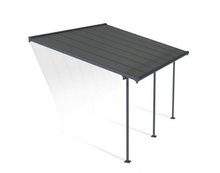 Sierra 3m x 4m Patio Cover - Grey Aluminium Frame With Grey Opaque Polycarbonate