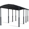 12ft x 35ft grey Alpine RV carport with a strong aluminum frame and polycarbonate roof, providing elegant protection for a large vehicle