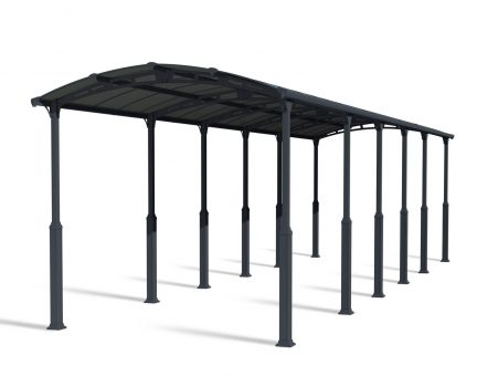 Alpine 3.6m x 12.9m Carport - Grey Aluminium With Twin-wall Polycarbonate Roof Panels