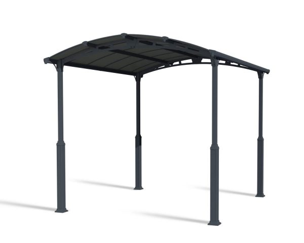 12ft x 14ft grey Alpine RV carport featuring a sturdy aluminum frame and polycarbonate roof panels, tailored for recreational vehicles