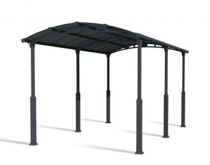 Sleek 12ft x 21ft grey Alpine RV carport featuring a sturdy aluminum frame and polycarbonate roof, offering reliable and lasting protection