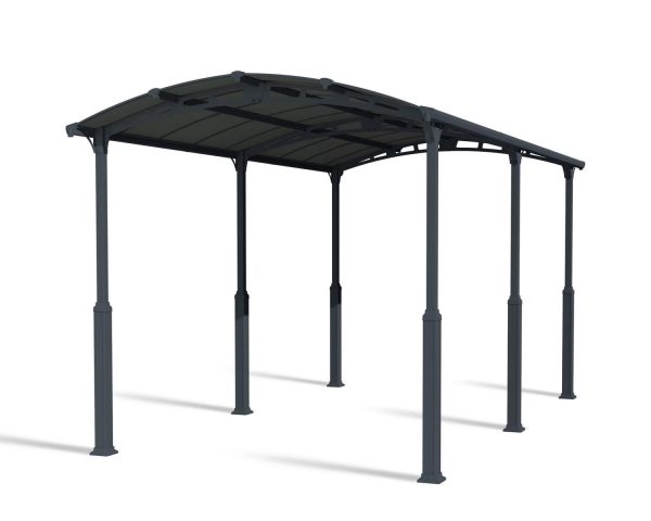 Sleek 12ft x 21ft grey Alpine RV carport featuring a sturdy aluminum frame and polycarbonate roof, offering reliable and lasting protection