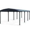 12ft x 42ft Arcadia carport with a sleek grey aluminum frame and durable polycarbonate roof, delivering optimal protection
