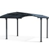 12ft x 14ft Arcadia carport featuring a robust grey aluminum frame and a sleek, modern polycarbonate roof