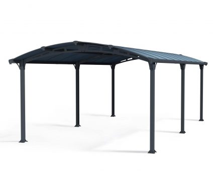 Arcadia 3.6m x 6.4m Carport - Grey Aluminium With Twin-wall Polycarbonate Roof Panels