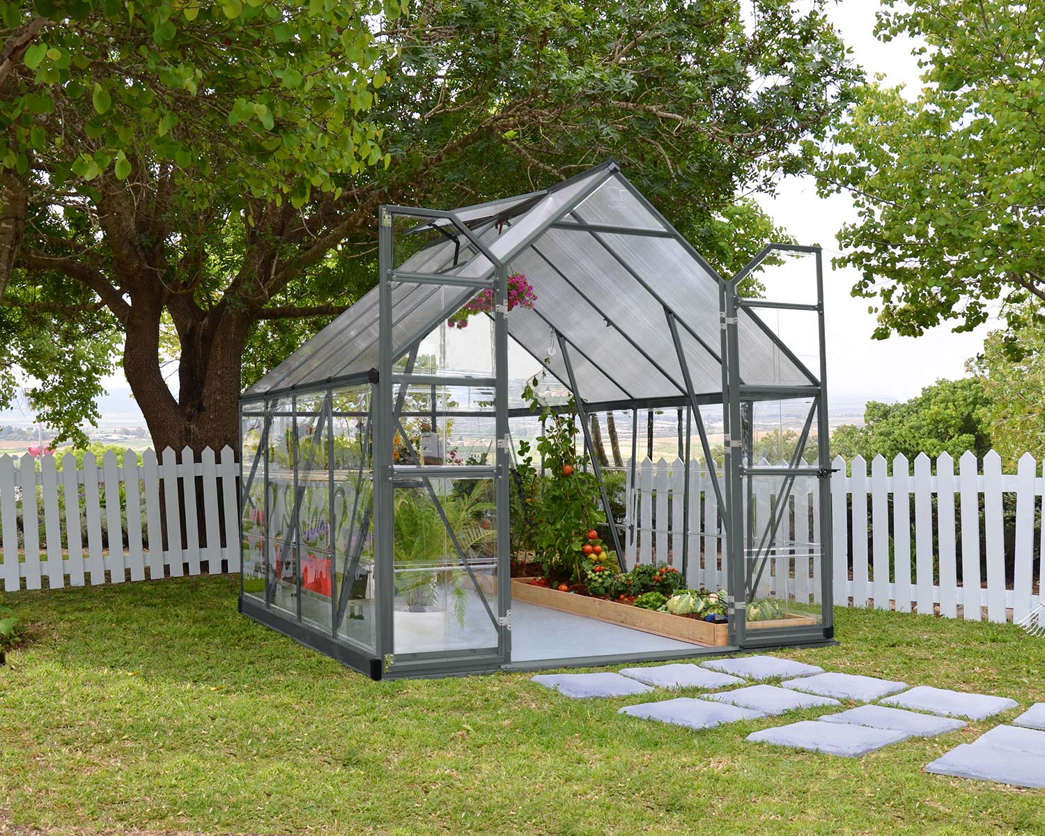 Greenhouse Balance 8' x 8' Kit - Grey Structure & Clear Glazing