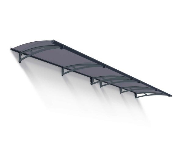 Door Awning Aquila 3 ft. x 14 ft Grey Structure & Clear Glazing