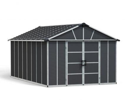 Large Plastic Storage Shed Yukon 11 ft. x 17.2 ft. Dark Grey Polycarbonate Multiwalls And Aluminium Frame