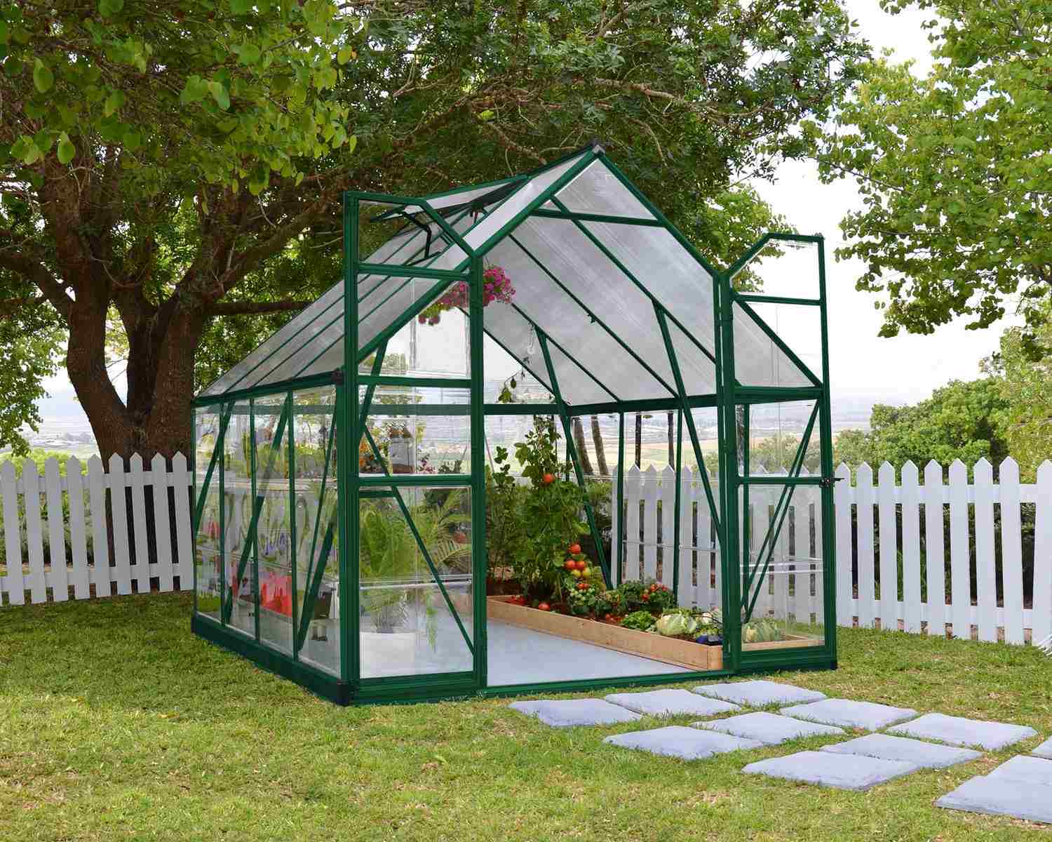 Greenhouse Balance 8' x 8' Kit - Green Structure & Clear Glazing