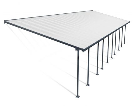 Feria Alu Terrassenüberdachung Polycarbonat 4X14.6 m Grau, Transparent