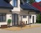 Grey Aluminium Patio Cover With Bronze-tinted twin-wall polycarbonate roof panels on Deck Patio protect garden furniture 