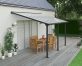 Grey Aluminium Patio Cover With Clear twin-wall polycarbonate roof panels on Deck Patio protect garden furniture
