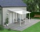 White Aluminium Patio Cover with Clear twin-wall polycarbonate roof panels on Deck Patio protect garden furniture