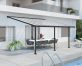 Grey Aluminium Patio Cover With Clear twin-wall polycarbonate roof panels on Beside Pool Patio protect garden furniture