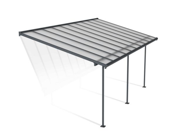 Patio Cover Kit Sierra 3 ft. x 6.10 ft. Grey Structure & Clear Twin Wall Glazing