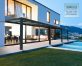 Grey Aluminium Patio Cover With Clear twin-wall polycarbonate roof panels on Beside Pool Patio protect garden furniture