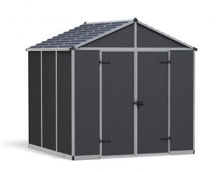 Plastic Shed Rubicon 8 ft. x 8 ft. with Dark Grey Polycarbonate Multiwall & Aluminium Frame