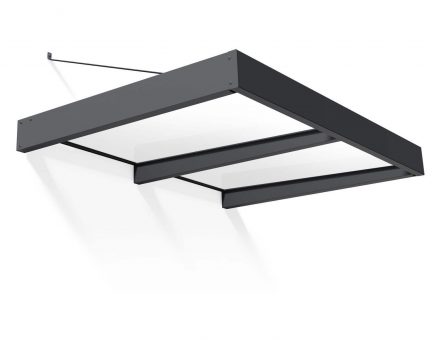 Sophia XL Rechteckvordach 192 cm x 140 cm x 67 cm Türvordach-Bausatz Kit - Graue Struktur & Opalweißes Paneele