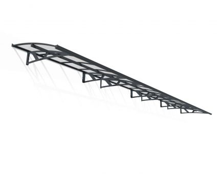 Door Awning Amsterdam 5 ft. x 29 ft Grey Structure & Clear Glazing