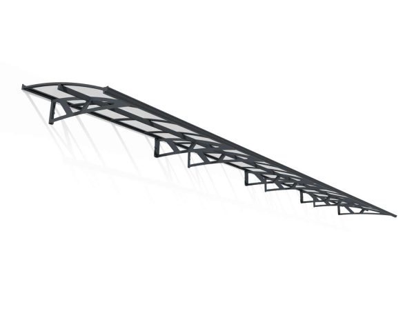 Door Awning Amsterdam 5 ft. x 29 ft Grey Structure & Clear Glazing