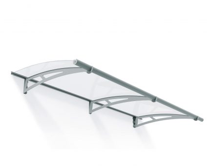 Türvordach-Bausatz Aquila 205 x 91 cm Hellgrau mit Transparente Polycarbonatplatten