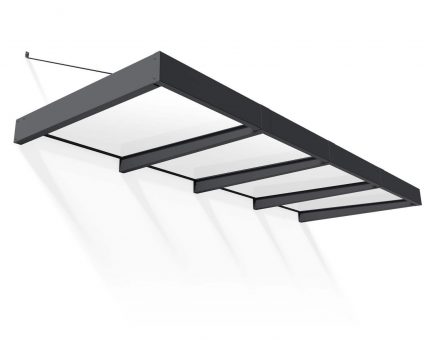 Sophia XL Rechteckvordach 379 cm x 140 cm x 67 cm Türvordach-Bausatz Kit - Graue Struktur & Opalweißes Paneele