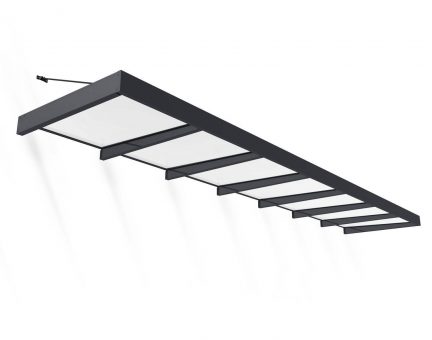 Sophia XL Rechteckvordach 660 cm x 140 cm x 67 cm Türvordach-Bausatz Kit - Graue Struktur & Opalweißes Paneele